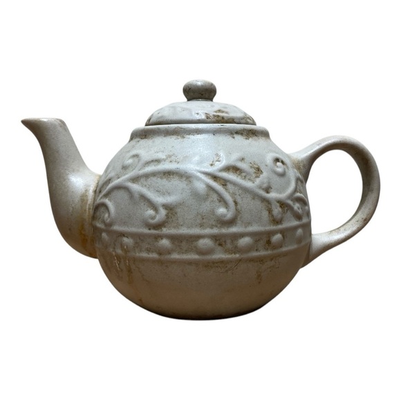 Vintage Ceramic Pottery Bowl & Accompanying Glazed Vine Design Tea Pot - Picture 2 of 6